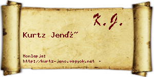 Kurtz Jenő névjegykártya